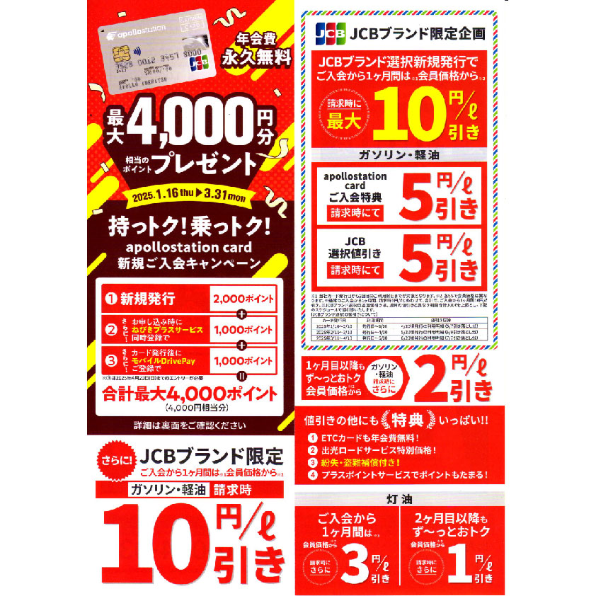 apollostation card新規ご入会キャンペーン(表面)